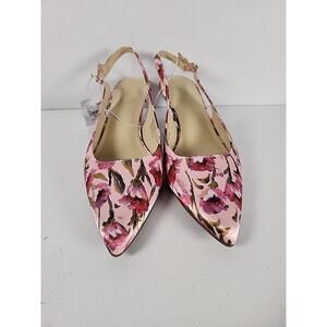 Floral Twee Liz Claiborne Sheba Slingback Pointed Toe Ballet Flats Shoe Sz 10M